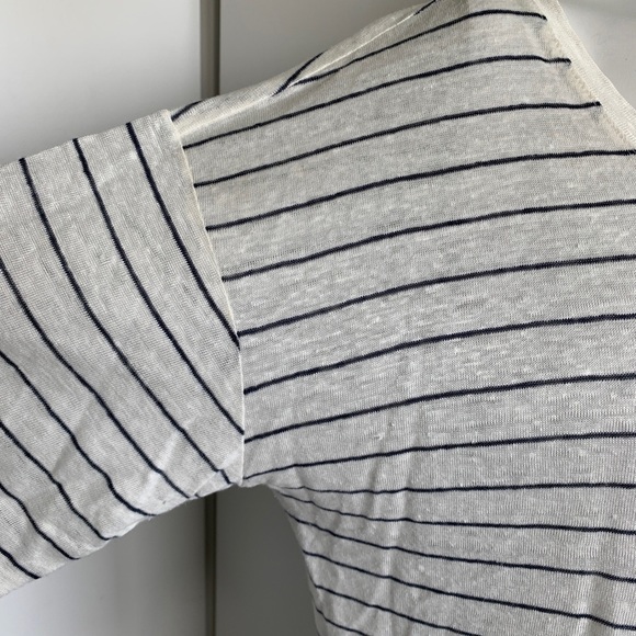 Cynthia Rowley 100% linen ivory short sleeve V-neck pocket shirt/blouse - Picture 5 of 6